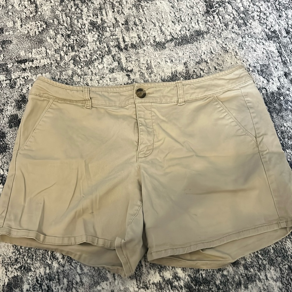 American Eagle Mid Length Khaki Shorts